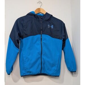 Under Armour ColdGear Kids Hooded‎ Fleece Lined Jacket Blue Youth M